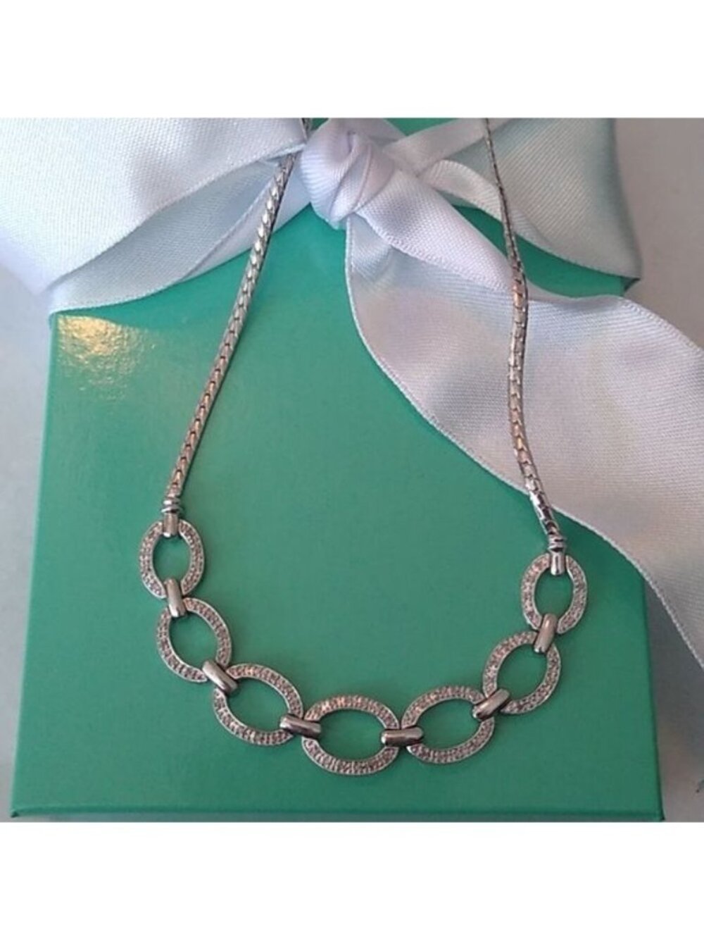 Diamond 925 Flat Oval Link Chain Necklace Heng Ngai HN Hong Kong Designer